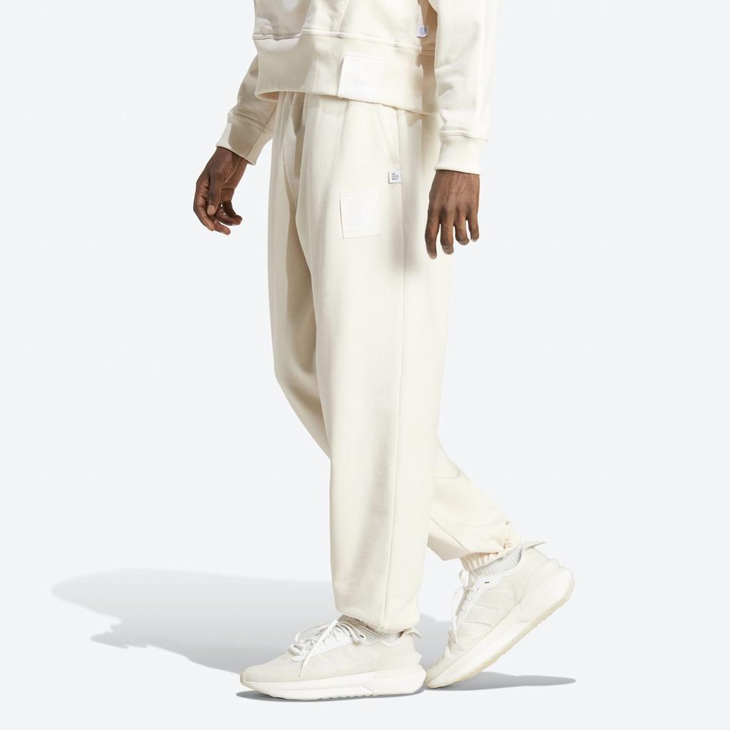 Adidas Lounge Knitted Sweatpants Unisex Ecru Moderate Cuffed Pants IC4076