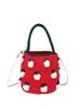 Borsa in Maglia Fatta a Mano a Forma di Fragola con Motivo Floreale per Uso Quotidiano Casual