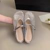 Fashion Rhinestone Marie Jane Baotou Half Slippers Women's 2025 New Summer Outside Wear Half Bottom Flat Cool Mopping