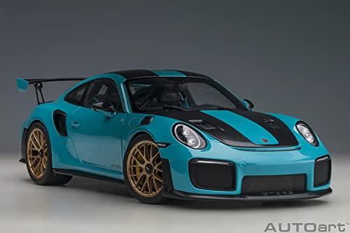 AUTOart 1/18 Scale Porsche 911 (991.2) GT2 RS Weissach Package Blue/Carbon Black Finished Model 78175