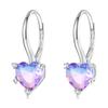WOSTU 925 Sterling Silver Blue Purple Rainbow Heart Hoop Earrings for Women Sweet Romantic Drop Pendiente New Year Jewelry Gift