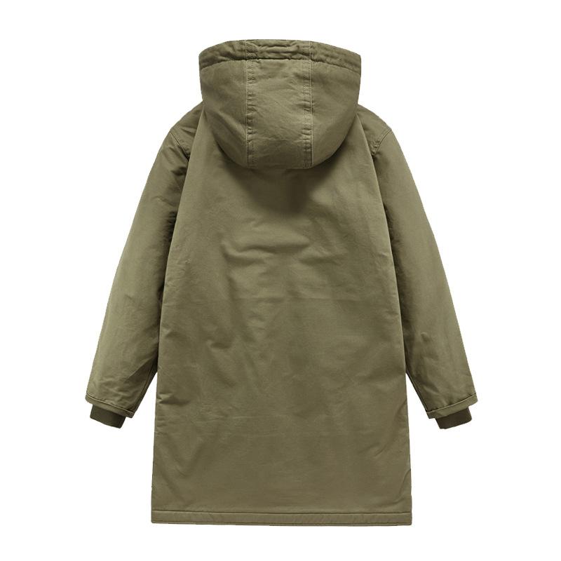 Zimní retro námořnický kabát s bavlněnou výplní, středně dlouhý, palubní oblek, trendy s kapucí, zesílený, pánská bunda z jehněčí vlny s bavlněnou výplní