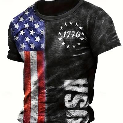 Summer Men T Shirts American Flag 3D Printed Harajuku Round Neck Tee Shirt Casual Short Sleeve T-Shirts