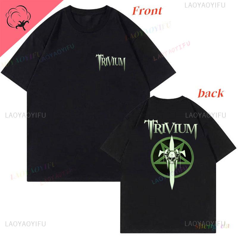 Camisetas Trivium Shogun Official Tshirt Unisex Unisex Bandas De Rock Cotton Vintage Two Sides Print Music Fans Clothes