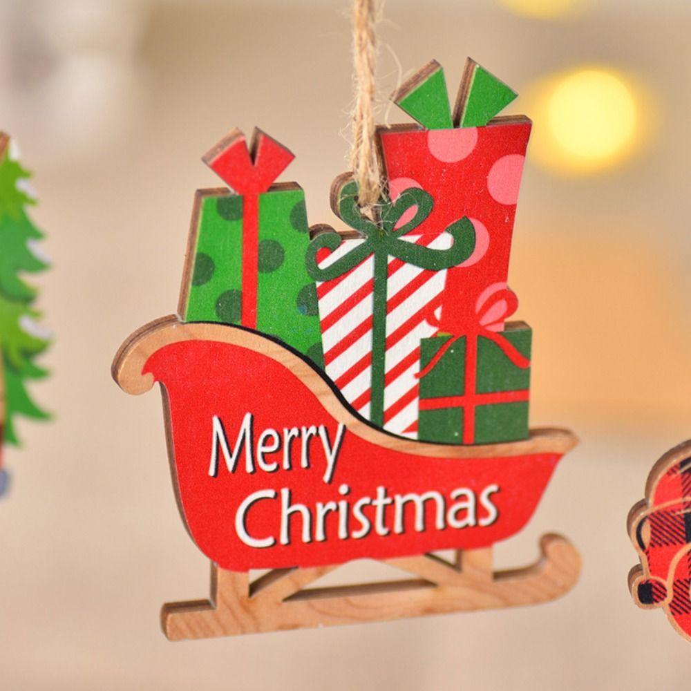 Sled/Plaid Car Christmas Wooden Car Pendant Hanging Christmas Decoration  Friends
