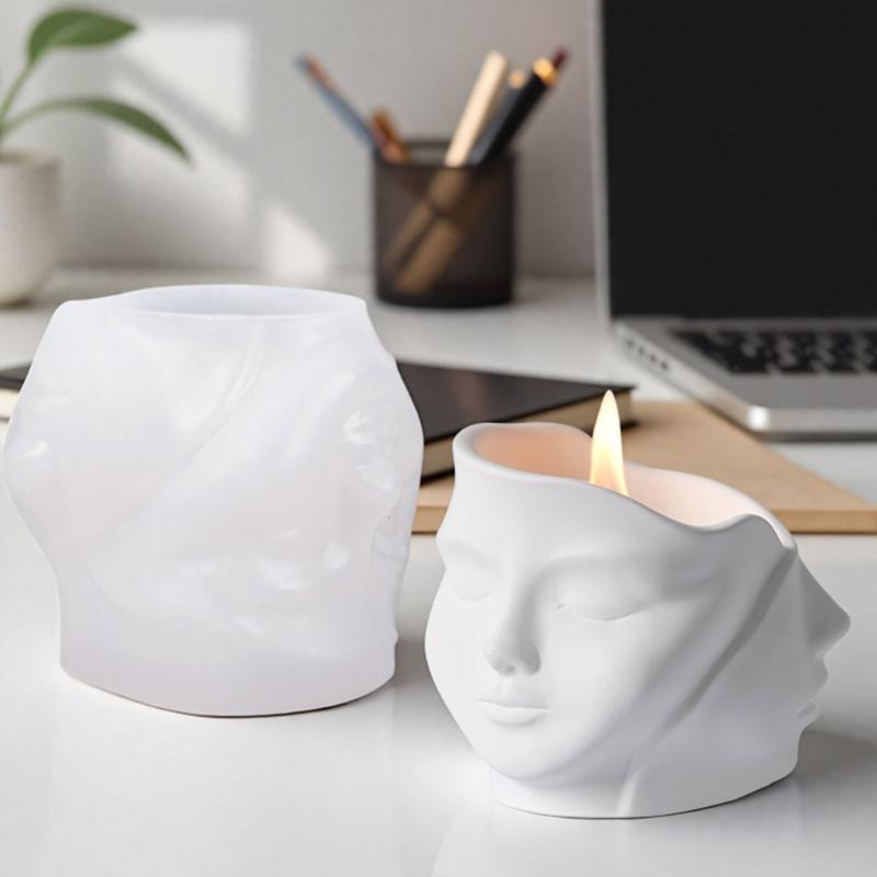 Flexible Silicone Face Mold Concrete Planter Molds Jewelry Trays Multipurpose Crafting Tool for Home Decoration Project