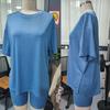 2026 Euro-American Casual Solid Color Loose-Fit Short-Sleeved Top & Shorts Two-Piece Sports Set
