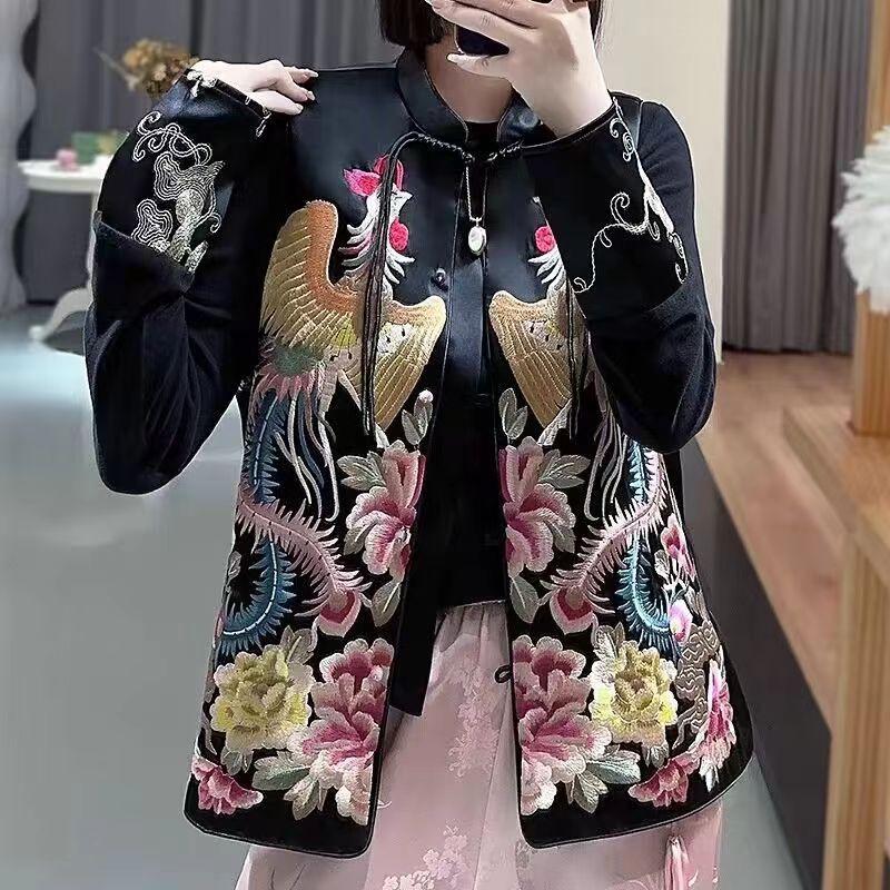 

Женский жилет в китайском национальном стиле с вышивкой феникса - Весенне-летняя коллекция 2024 XXXL (120-135 Jin) чёрный