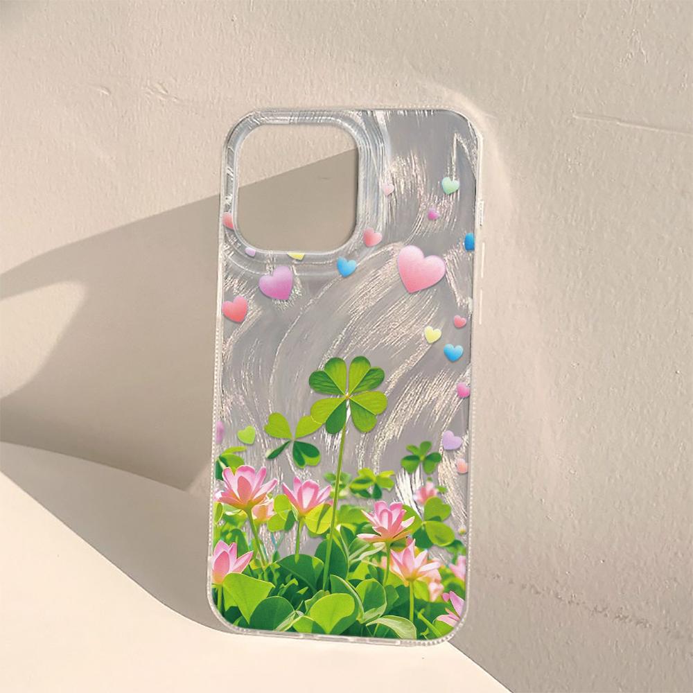 Lucky Clover Phone Case For iPhone 16 11 13 15 Pro Max 14 Plus 12 14promax 13promax 16E X XR 7 8 Silicone Shine Covers