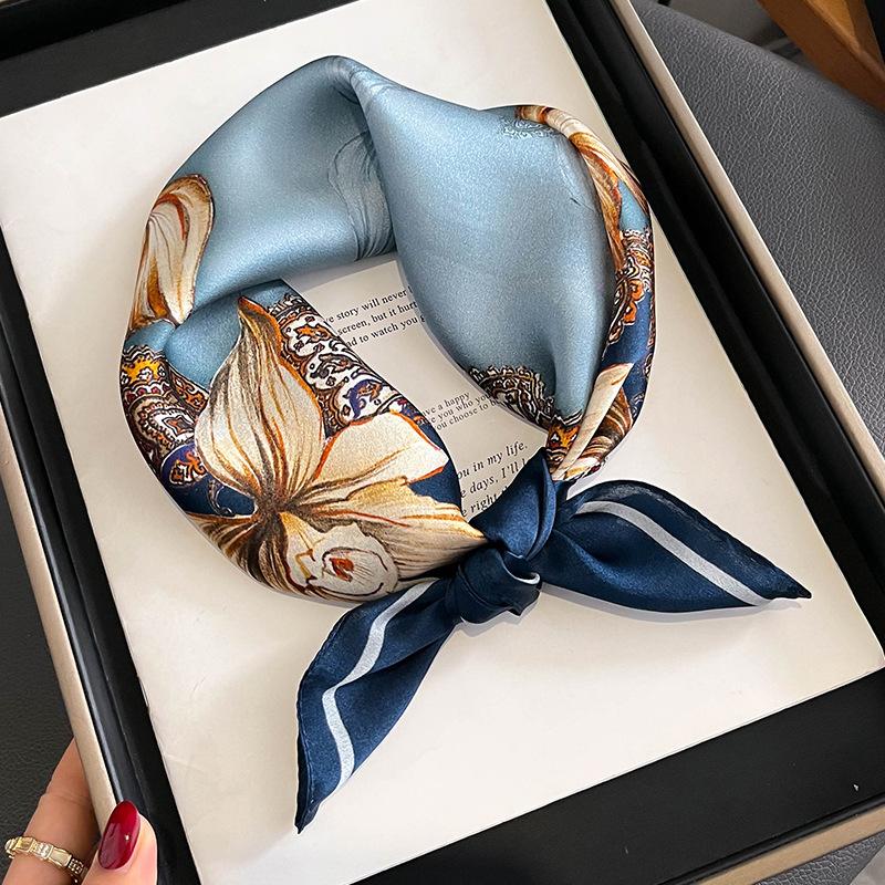 100% Natural Real Silk Scarf Women Neck Female Poncho Headband New Bandana Square Scarves Spring Fashion Luxury Hijab Foulard