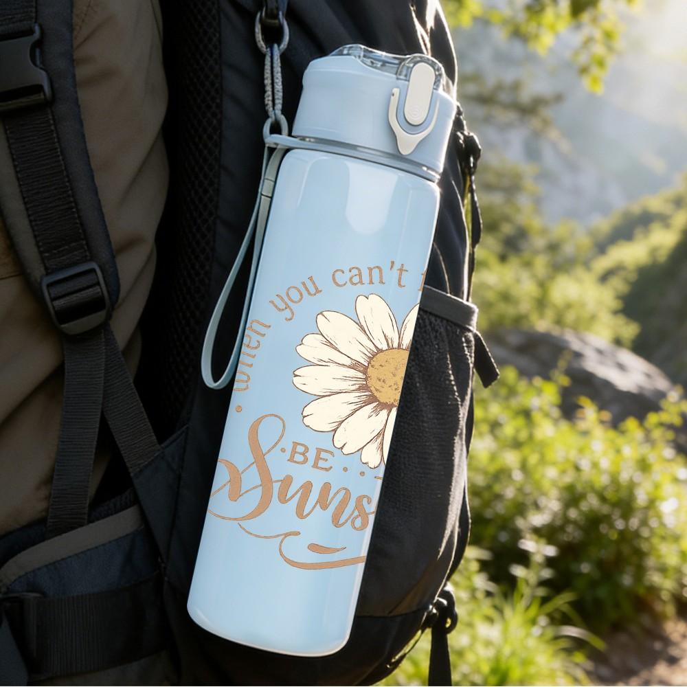 1PC Sunflower Sunshine Quote Print 750ml Color Plastic Sports Water Bottle Leakproof Flip Straw Lid Suitable for Sports Office Home Use