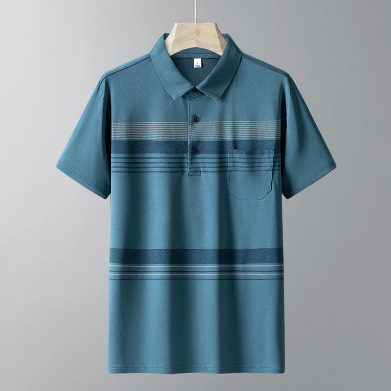 Sommer Uni-Farbe Herren Kurzarm-T-Shirt Dünnes Business-Poloshirt mit Kragen