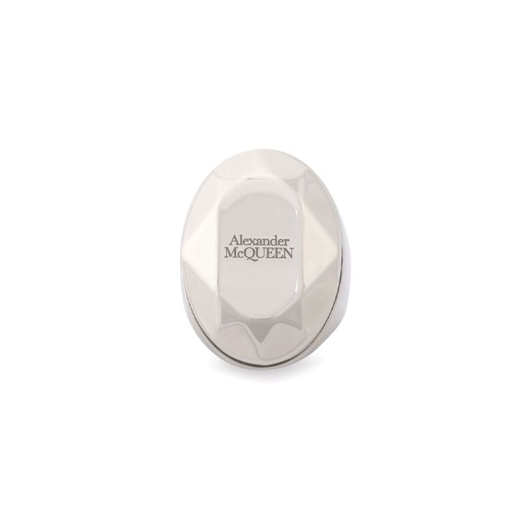 Alexander McQueen Faceted Stone Series Brass Ring Men rings Silver 748093J160Y0446 Silver,F