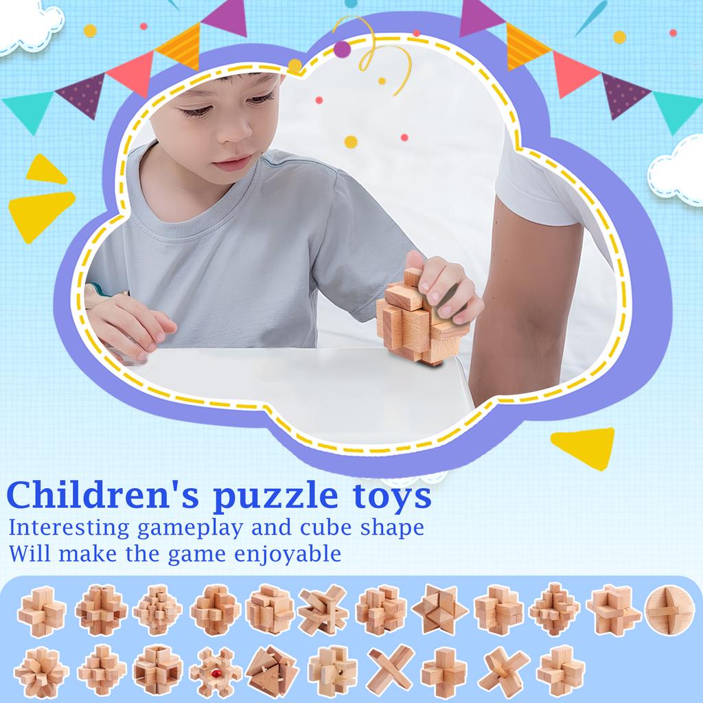 Children's Educational Gift Set: Mortise And Tenon Kongming Lock, Luban Lock, Complete Wooden Set