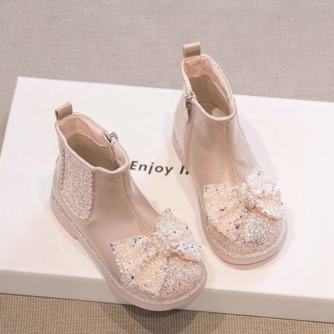 Girls' Martin Velvet-Lined Leather Boots 2025 - Fashionable Short Cotton Shoes for Autumn/Winter