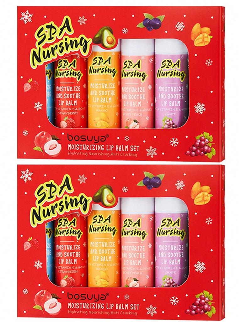 6PCS/BOX [Christmas Gift] Fruit Lipstick, Blueberry/Strawberry/Mango/Honey Peach/Avocado/Grape Flavo