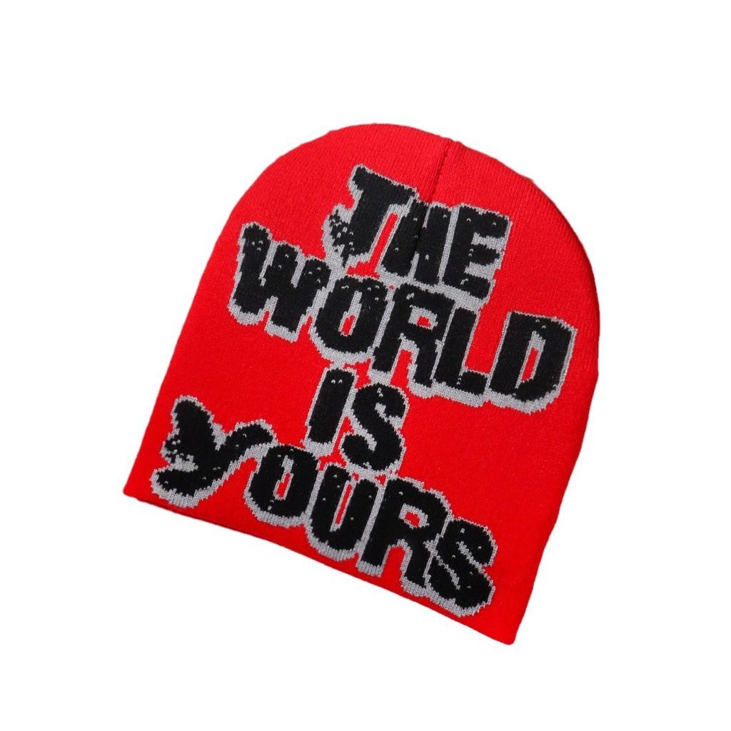 No Brand Knitted Hat With Letter Pattern For Streetwear And Winter Warmth