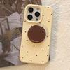 Cream Style Ins Retro Polka Dot Iphone16 Mobile Phone Case Apple 17 Brown Color Stand 15pro Max Suitable for 13