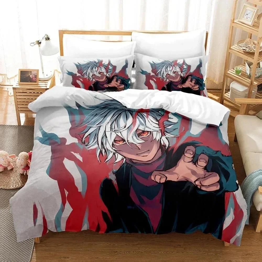 Fashion Anime Hell's Paradise Jigokuraku Bedding Set Cartoon Three-piece Set Adult Kid Bedroom Duvet Cover Sets Home Textiles