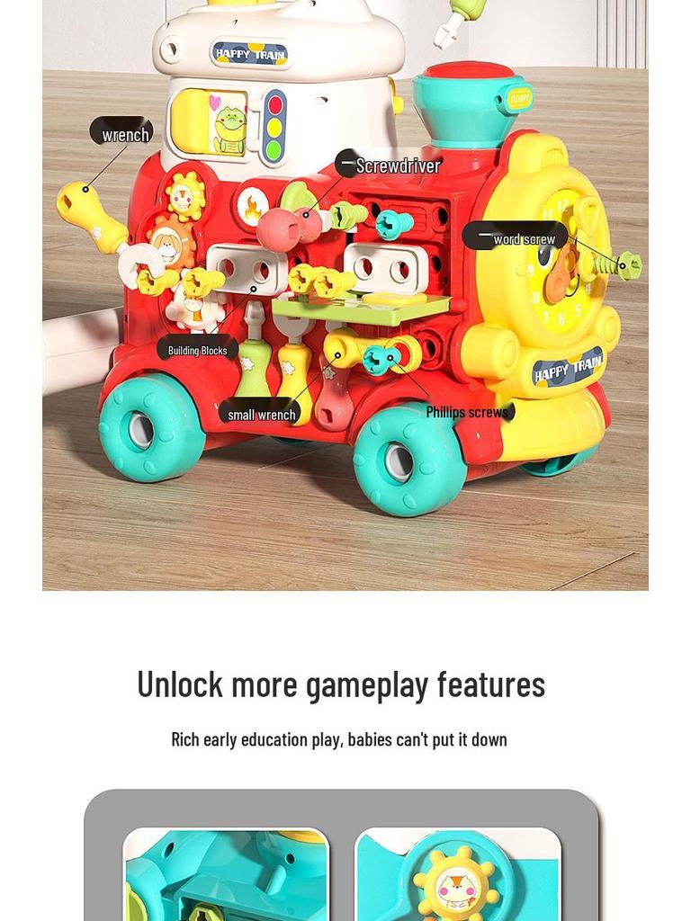 Baby Walker Stroller: Multi-functional Ride-On Steam Train Educational Toy