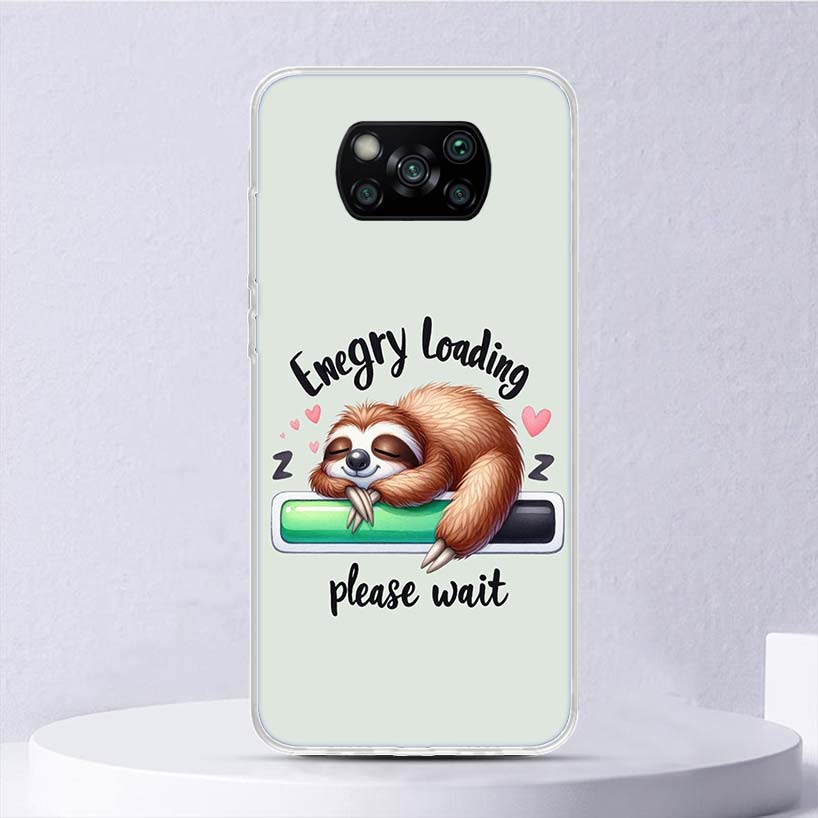 Animal Cute Cartoon Sloth Coffee Soft Case For Xiaomi Poco X7 X6 X5 X4 X3 Nfc F7 Ultra F6 F5 Pro Phone Cover F4 Gt F3 M5S M4 M3