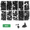 Zmbroll M3 Machine Screw Assortment Kit, 540pcs M3x4/5/6/8/10/12/16/20mm, Black Pan Head, Fully Threaded Carbon Steel Machine Screws, Phillips Drive F