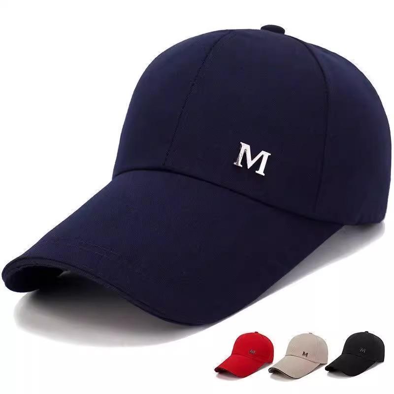 M Letters Embroidery Men Large Brimmed Baseball Caps Outdoor Sun Protection