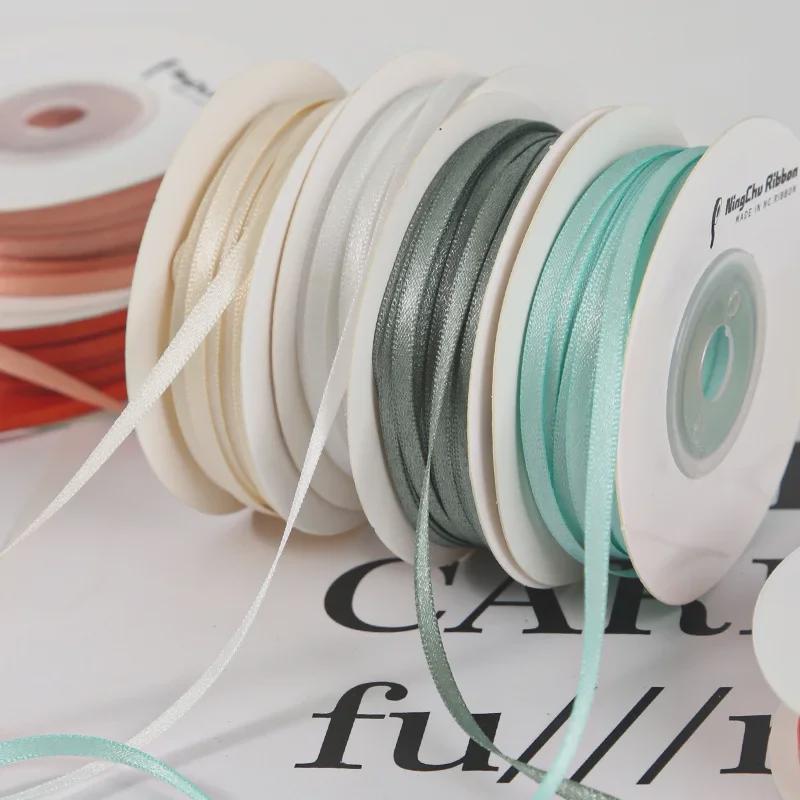 3mm Double-Sided Satin Silk Ribbon for DIY Gifts, Bows, Bouquets, and Baking Packaging