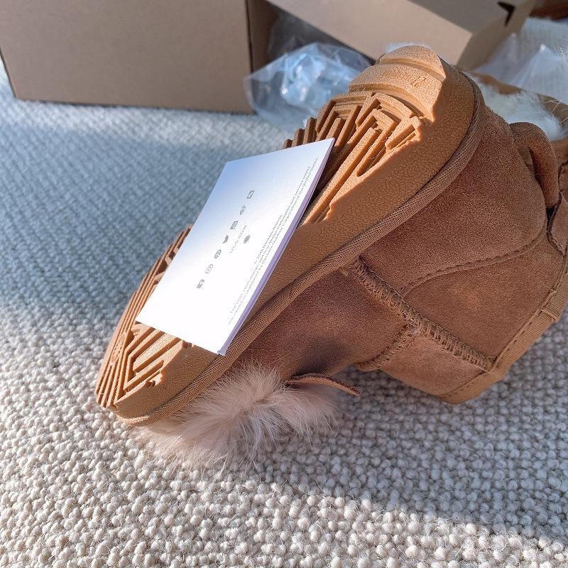 Genuine Leather and Fur Short Boots Little Lion Cartoon Snow Boots for Children Non-slip Warm Cotton Shoes