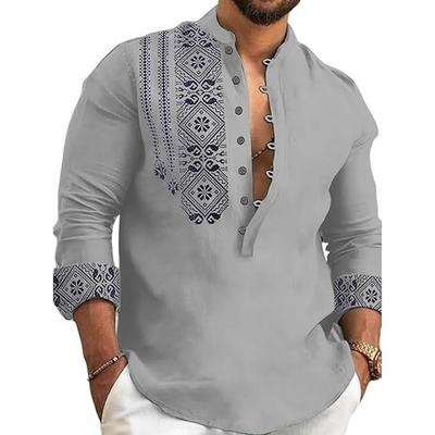 Herren Baumwollmischung Mandarin-Kragen Selbst Ein Design Langarm Lässiger Kurzer Kurta