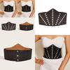 Stylish Elastic Faux Leather Waist Belt With Large Rhinestone Buckle For Dresses