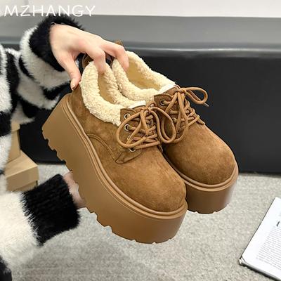 Fashion Platform Women Snow Ankle Boots Suede Flats Short Plush Warm Shoes 2025 Trend Winter Fashion Short Boots Cozy New Mujer Botas
