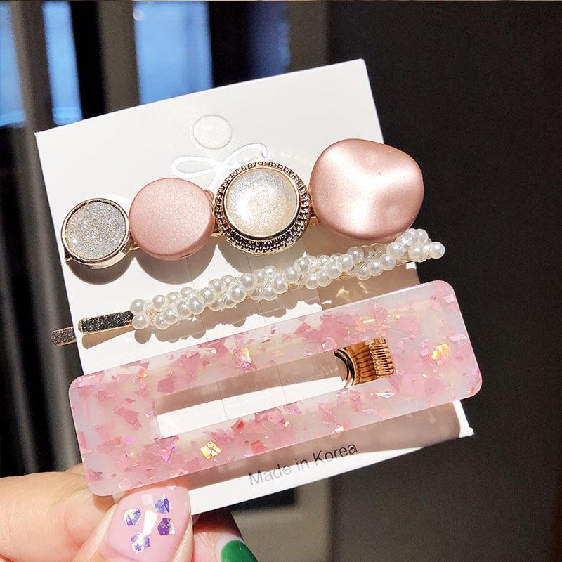 Fashion Hair Pins Side Clip Set Sweet Acrylic Waterdrop Hair Barrettes For Women Girls Korean Geometric Hair Accessories Jewelry