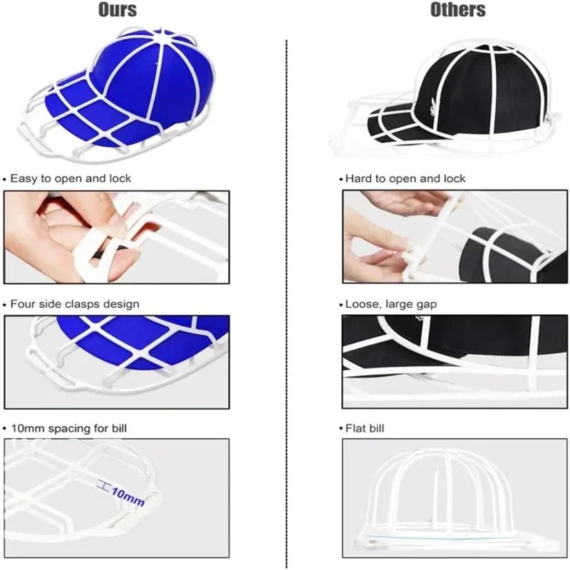 Horká pračka na baseballové čepice Vhodná pro dětské/dospělé rámeček na mytí klobouků/mycí klec Dvoupatrová čistička klobouků Tvarovač Chránič