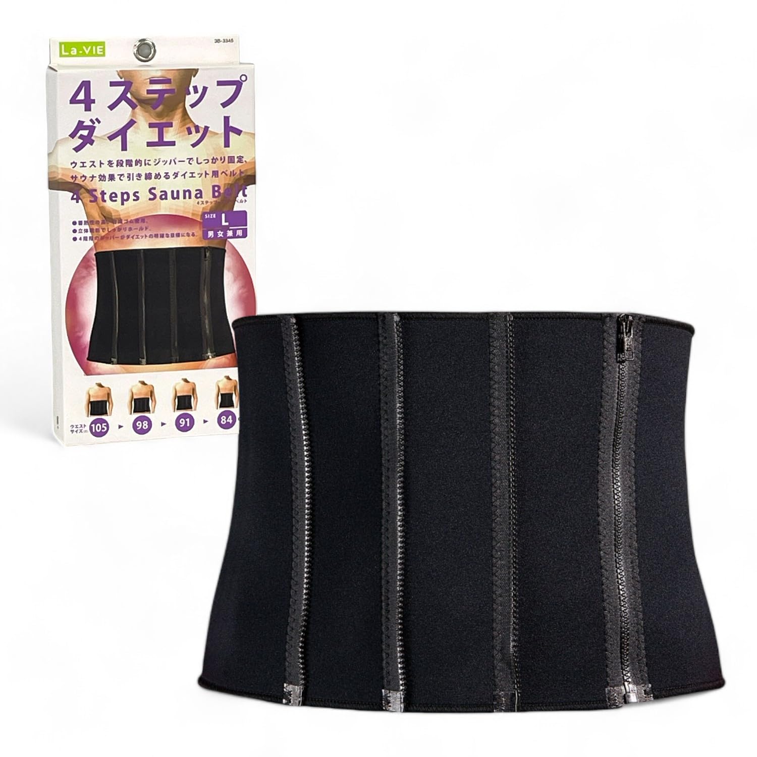 

Пояс для сауны Ravi для похудения, 4-ступенчатый, L, мужской, потогонный, 3B-3345 [Оригинальный продукт] чёрный