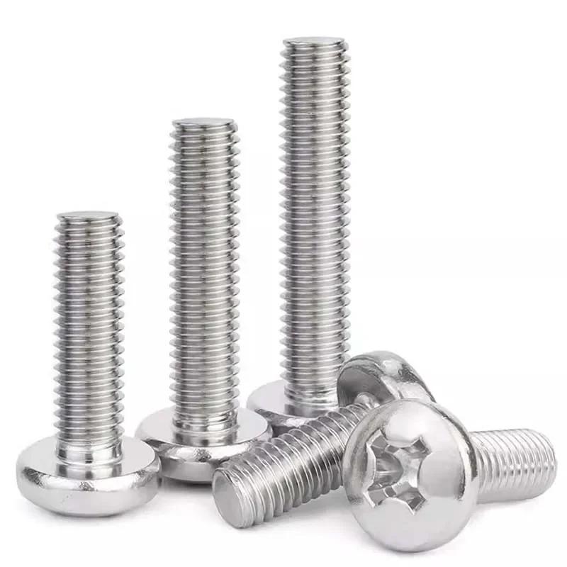 304 Stainless Steel Phillips Round Pan Head Screw Bolt M6 M8 M10 Cross Extension Screw For Furniture Switch Socket Screw
