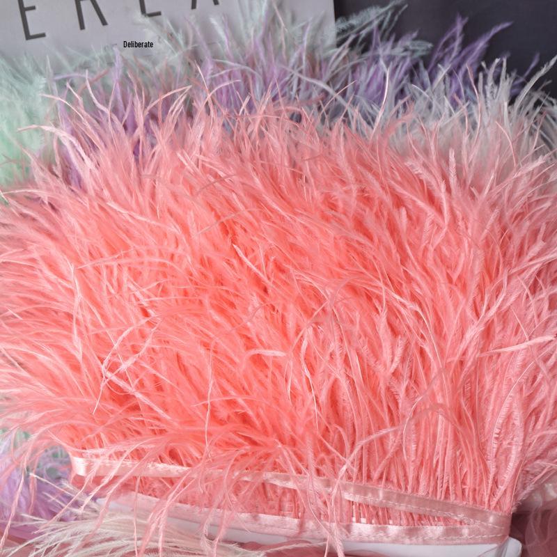 Ostrich Feather Fringe - Various Colors, 10-15cm, 1 Meter for Clothing Accessories