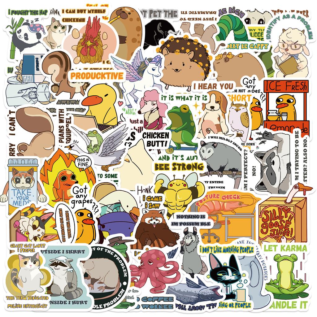 50 Cartoon Funny Characters Expressions Graffiti Stickers Decorate Guitar Notebook Suitcase DIY Waterproof