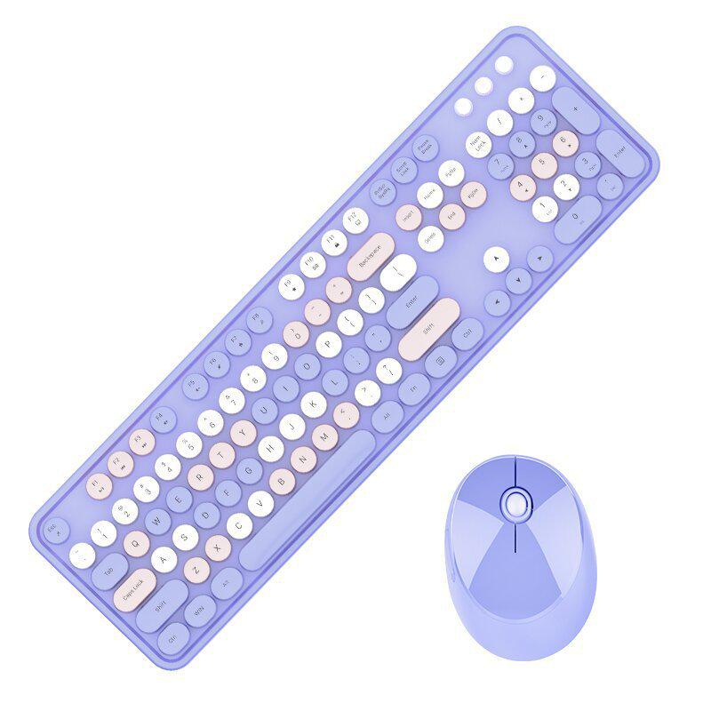 Skyreach Cute Punk Colorful Lipstick Wireless Keyboard & Mouse Set for Girls’ Office