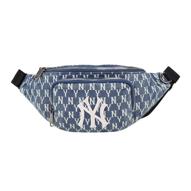 New MLB Monogram Collection Cotton Crossbody Bag, Fanny Pack Unisex Denim Blue 32BGCD011-50U