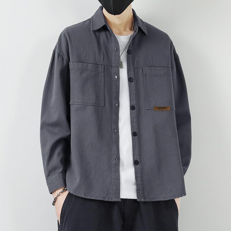 Retro Workwear Long-sleeved Shirt Men's Spring and Summer Pure Cotton Casual Top Men's Cardigan Lining