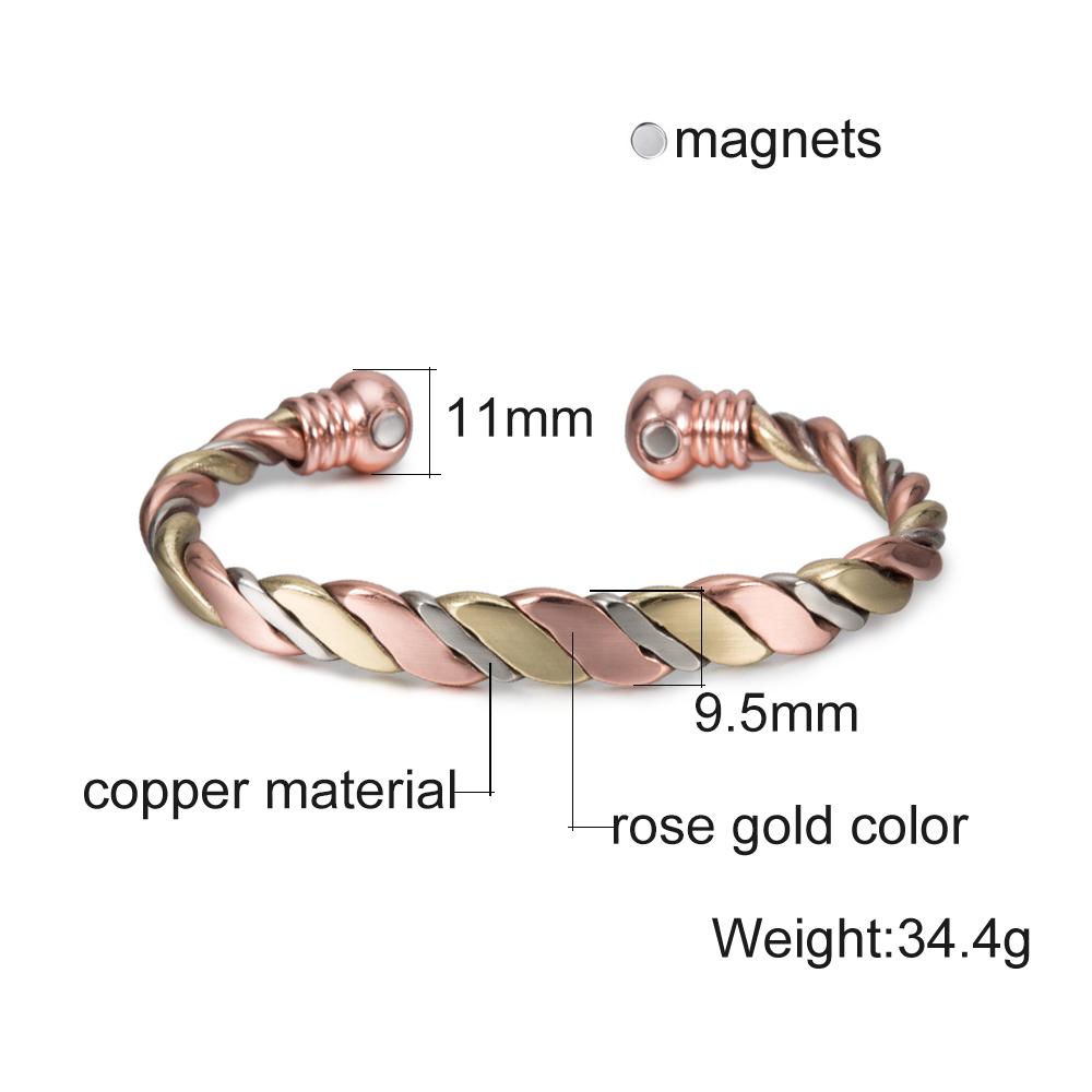 Vinterly Twisted Magnetic Bracelets Pure Copper Adjustable Cuff Vintage High Magnet Benefits Health Energy Jewelry for Women