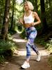 High-Waisted Women's Printed Yoga Pants with Tummy Control for Outdoor Sports and Fitness