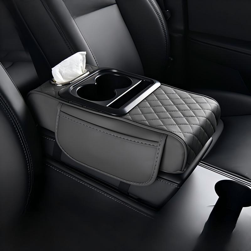 Car Center Console Armrest Cushion PU Leather Mat Memory Foam Support Universal Fit for SUVs and Sedans