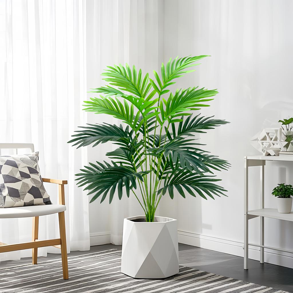 3pcs Outdoor Artificial Green Plants, High Simulation Palm Tree Sets, Indoor/outdoor Use, Excluding Flower Pots.
