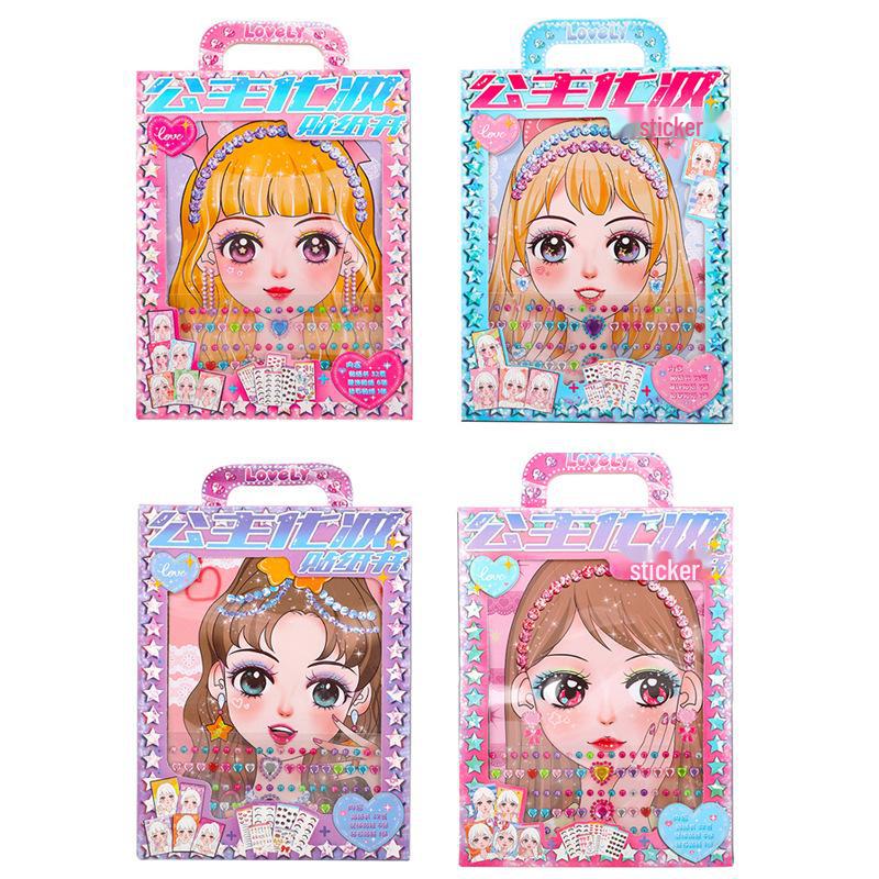 

Книга наклеек с нарядами и макияжем принцессы для девочек - наклейки с кристаллами и бриллиантами своими руками