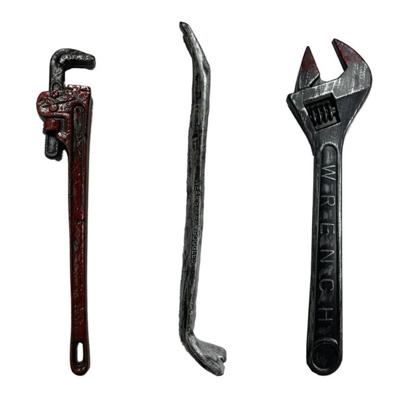 Plastic Fake Wrench/Crowbars,Realistic Bloody Spanner for Party Role Playing Tricky Toy Halloween Costume Accessory