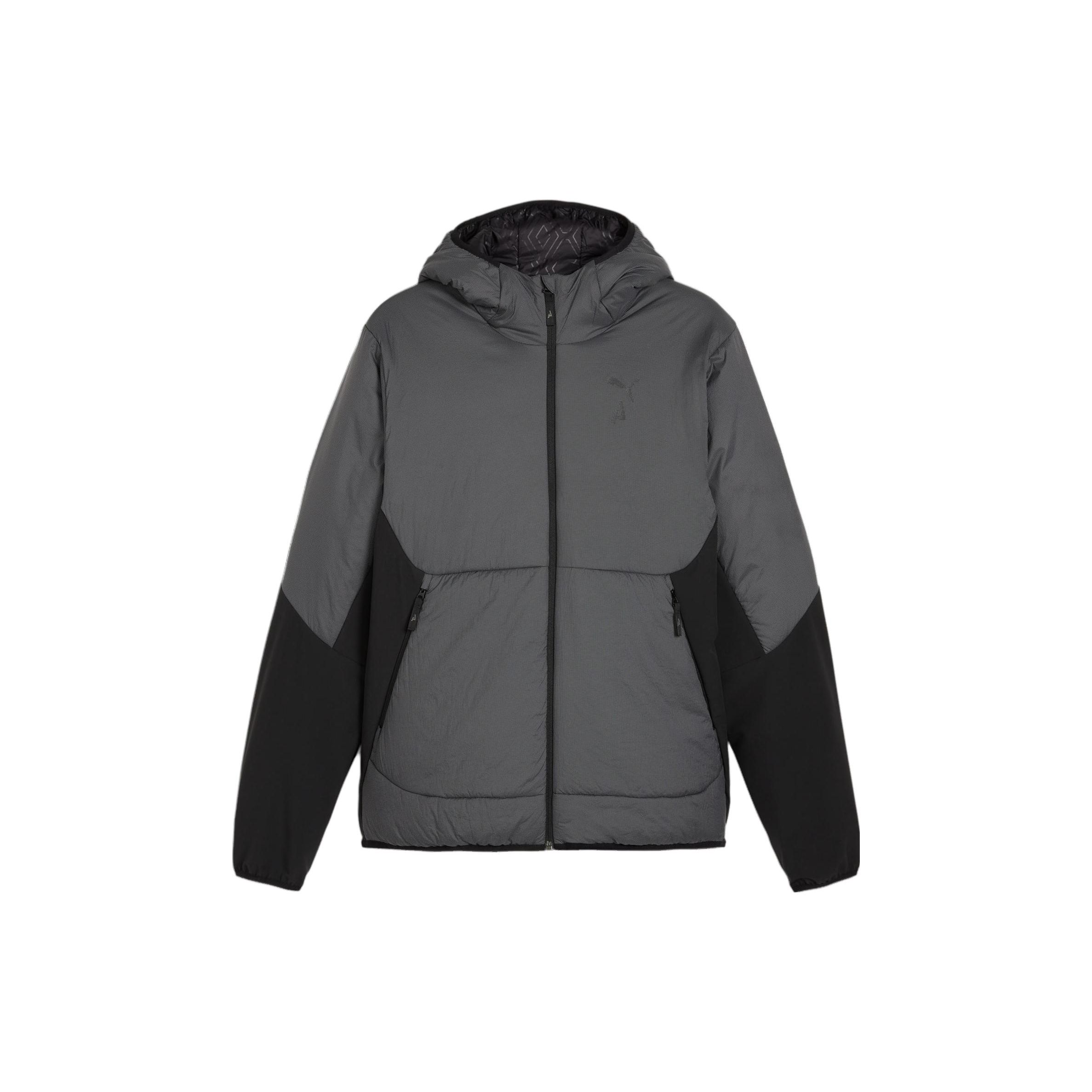 

Puma Мужская куртка для бега с капюшоном в стиле колор-блок, куртка серая черная 524110-01 S