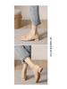 2023 Retro Soft Leather Square Toe Medium High Heel Women's Shoes