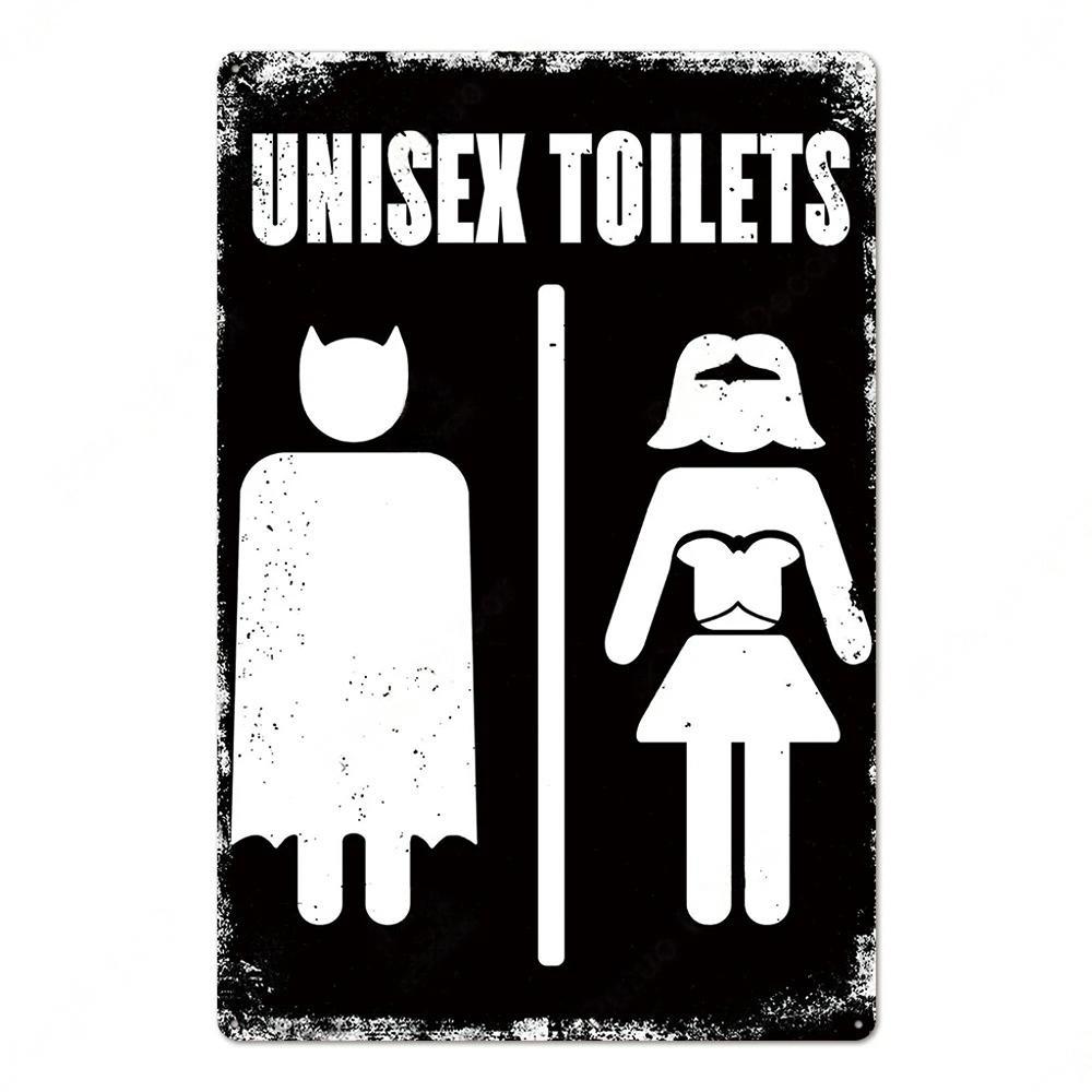Toilet Sign Vintage Funny Metal Posters Tin Sign WC Lavatory Toilettes Wall Art Bathroom Restroom